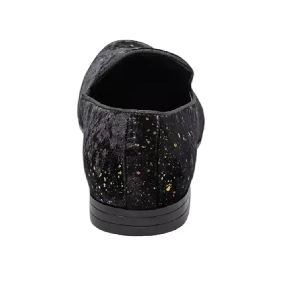 Stacy Adams Men's Stellar Glitter Plain Toe Slip On Loafer Black Velour Size 12